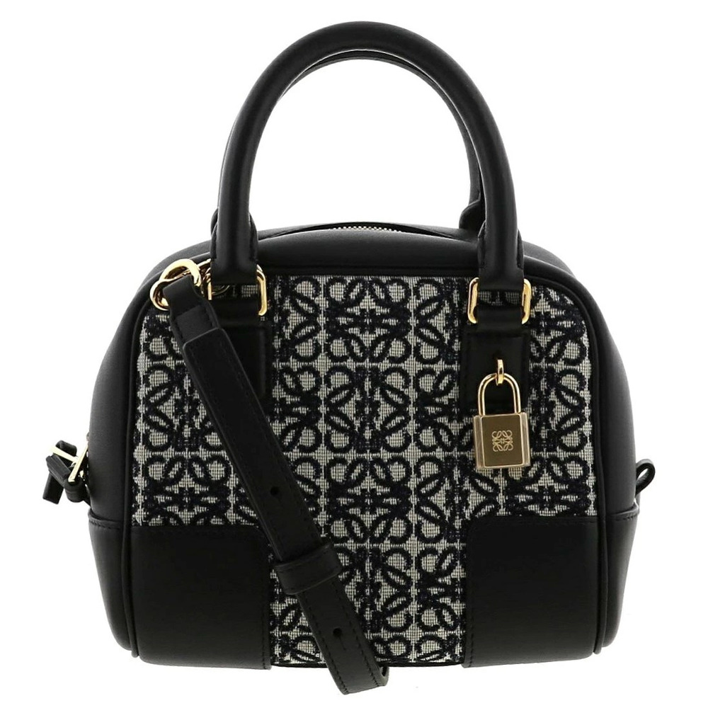 LOEWE Amazona Square Bag Handbag Black Navy Blue